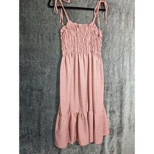 Ces Femme sundress Size Large pink smocked straps midi cottagecore boho